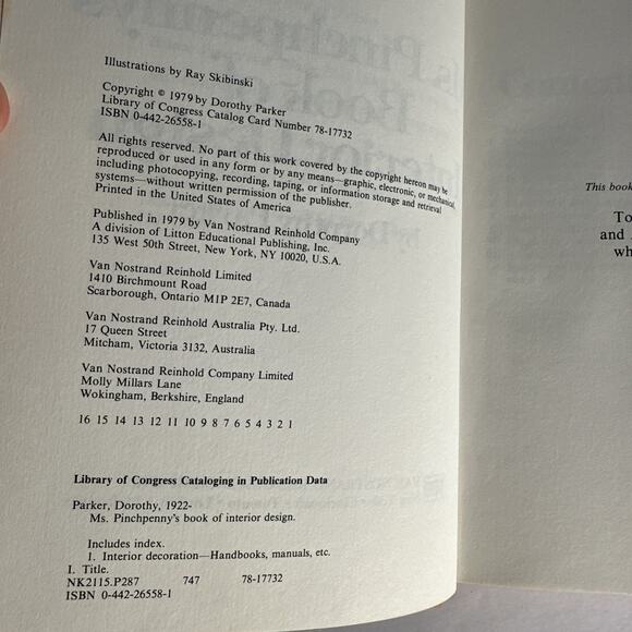 1979 Ms. Pinchpenny's Book of Interior Design Hardcover Dorothy R. Par - Picture 9 of 10
